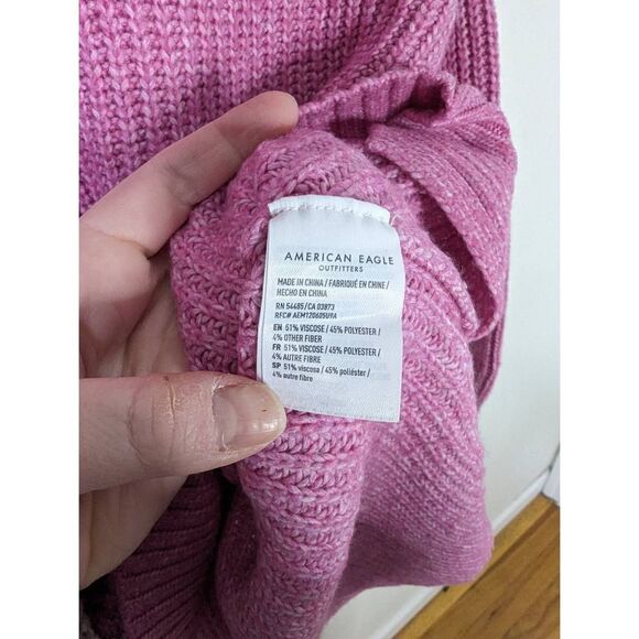 American Eagle Outfitters Pink Ribbed Knit Mock Neck Pullover Sweater - Size XS - Picture 7 of 7